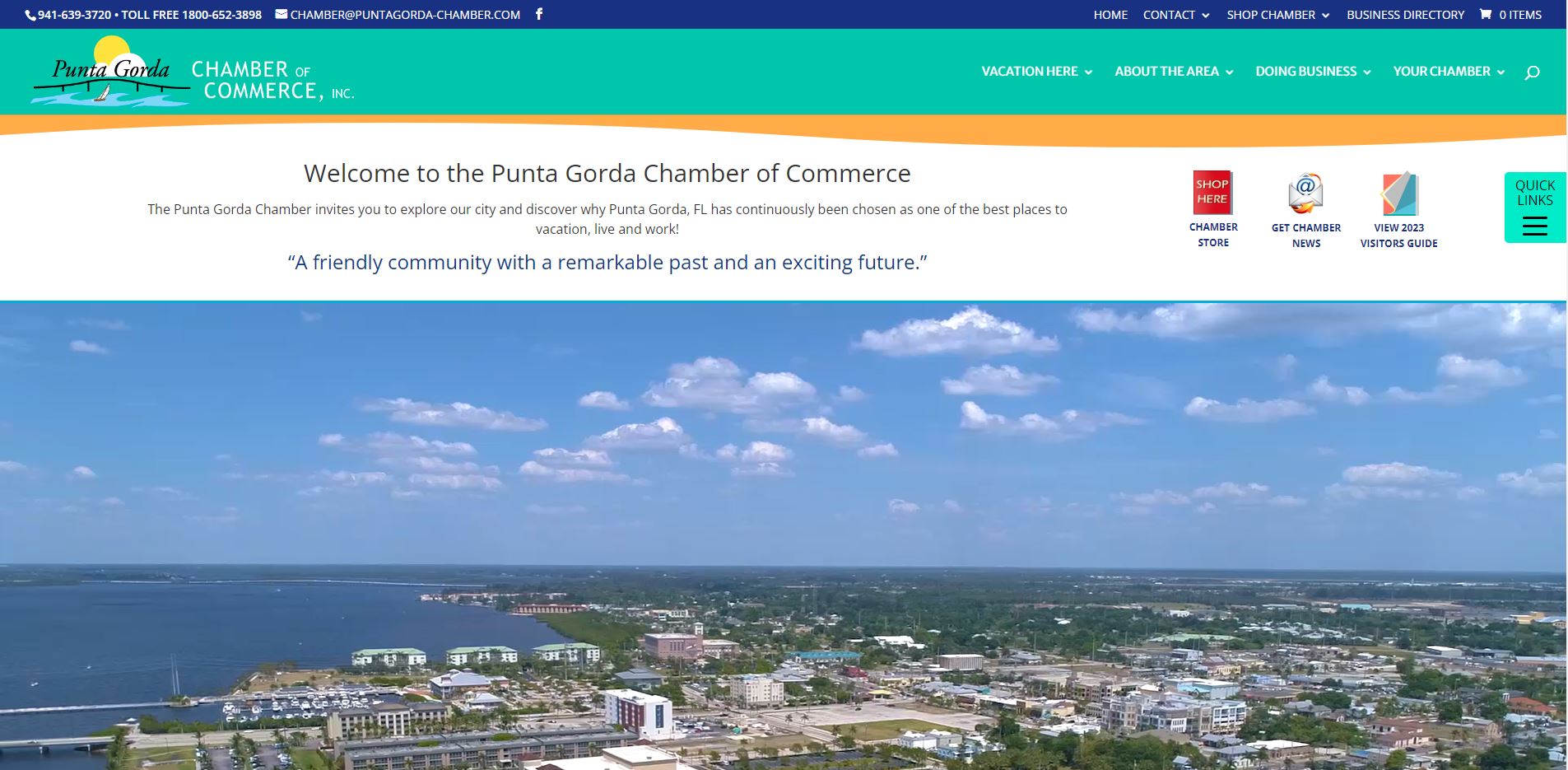 A picture of the Punta Gorda Chamber of Commerce home page