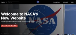 Screenshot of NASA's new website built on WordPress