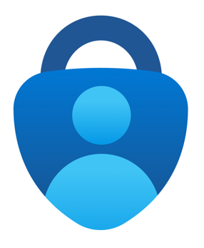 Microsoft Authenticator Icon - a blue padlock graphic with a silhoutte of a person in it