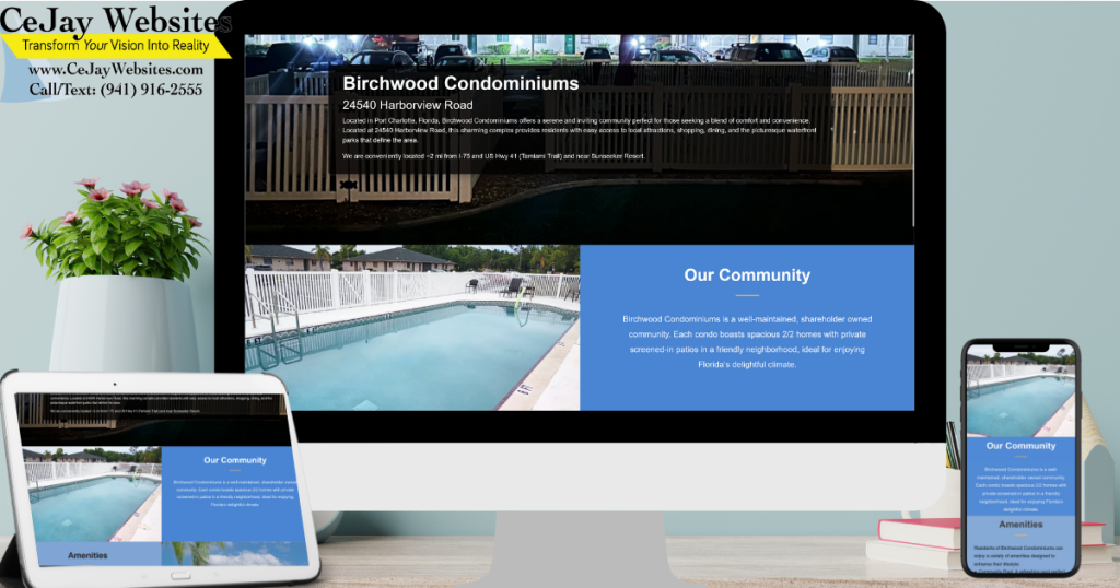 Image of a computer, tablet and cell phone displaying a website in a beautiful, responsive manner